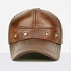 New 2025 Man High Quality Real Leather Baseball Caps Male Casual Cowhide Belt Ear Warm 56-60cm Adjustable Sprot Flight Hats 2