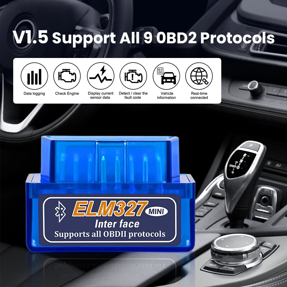 OBD2 Scanner Mini ELM327 V1.5/V2.1 Bluetooth Car Diagnostic Tools Check Engine Scan Car Fault Detector