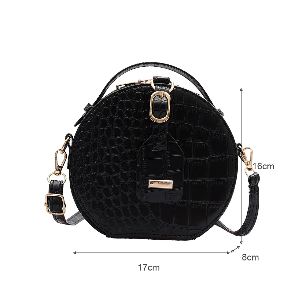 Small Round Crossbody Bags for Women Fashion Alligator Pattern