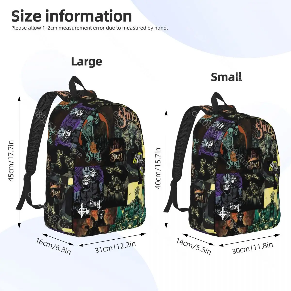 Ghost Band Backpack 3D Print Music Travel Backpacks Student Streetwear School Bags Design Print Rucksack Xmas Gift