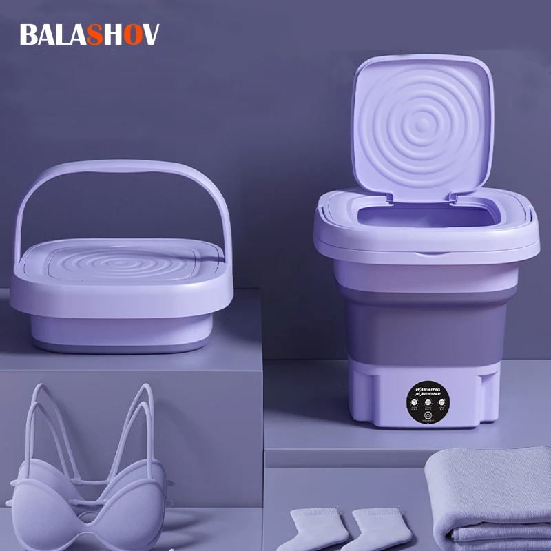 Foldable Washing Machine 8LPortable Socks Underwear Panties Retractable Household Washing Machine 3 Models with Spinning Dry