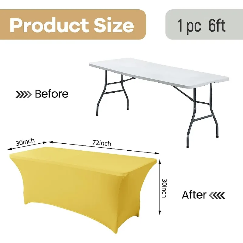 Stretch Spandex Table Cover Fitted Table Clothes for 4/6/8 Foot Rectangle Tables Black for Home Parties