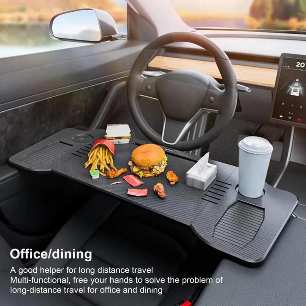 Car Interior Foldable Tray Table Food Drink Table Holder Stand Anti-slip Tray For Tesla Model 3 Model Y Automotive Accessories