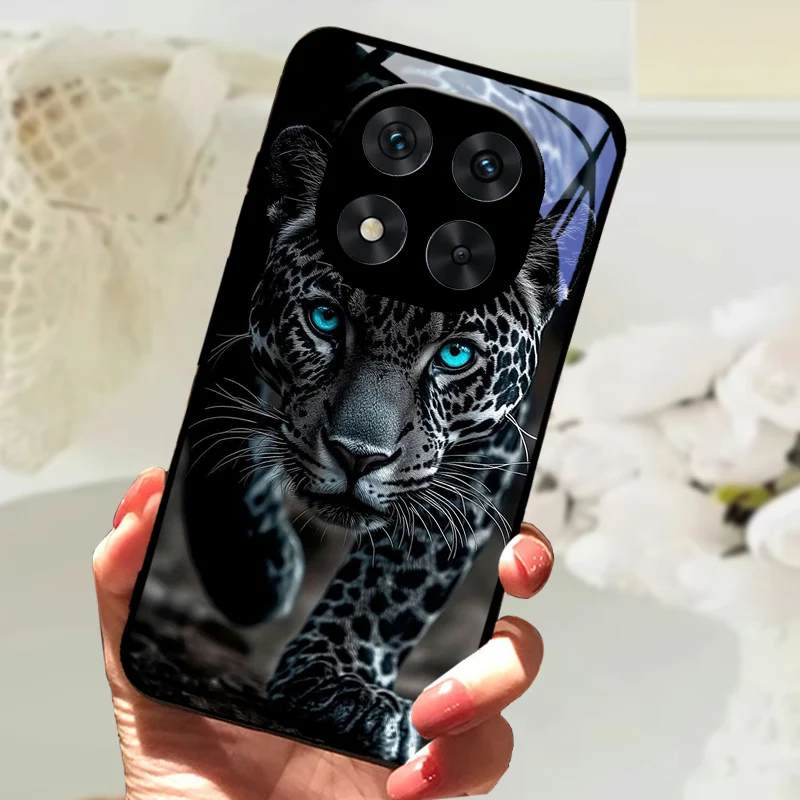 Cute Animal Tempered Glass Phone Case with Shockproof Bumper
