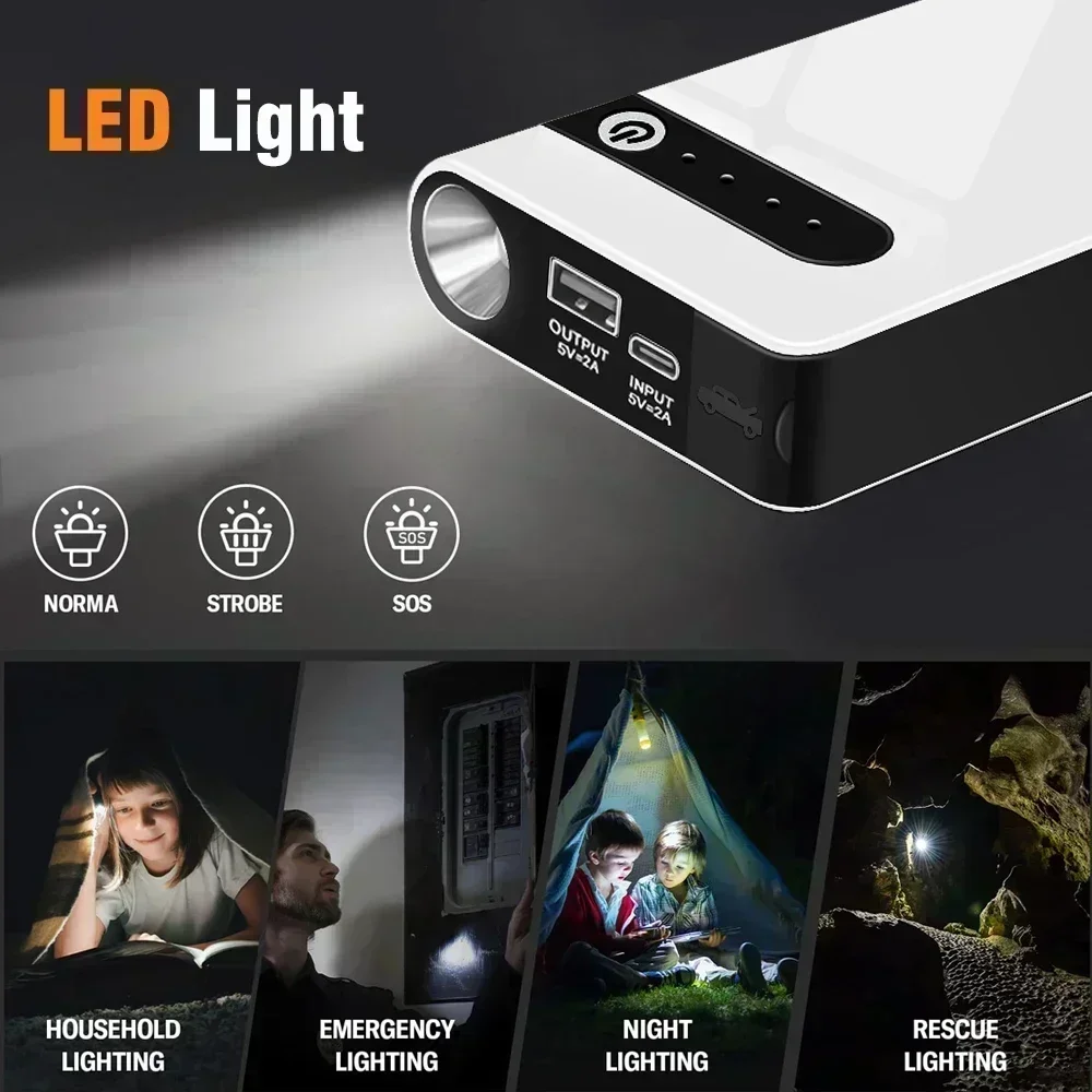 Car Jump Starter Car Jump Starter 600A Battery Charger 12000mAh Emergency Power Bank Booster with LED Lighting Starting Device for 12V Cars