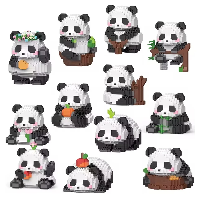 Kawaii Panda Series Micro Particle Building Block Creative Cute Animal DIY Assembled Models Bricks Toys For Kids Birthday Gifts 1