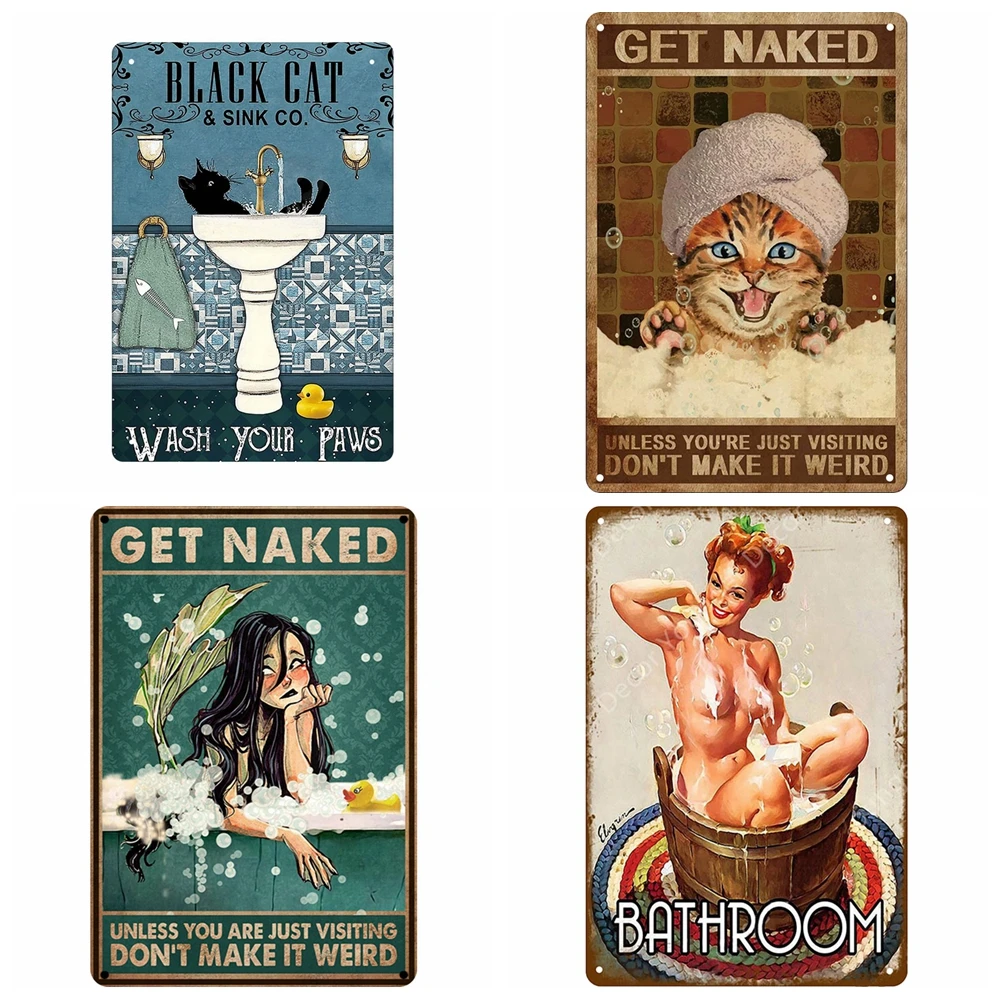 

1pc bathroom Metal Signs Metal Plaque Metal Wall Signs For Home Decor