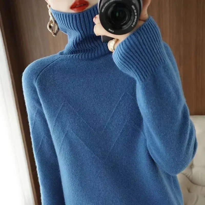 

Women Sweater Turtleneck Pullovers Autumn Winter Jumper Sweaters New 2023 Long Sleeves Thick Warm Female Sweater