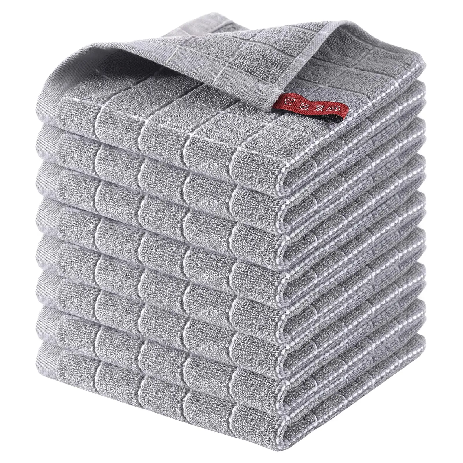 Cotton Kitchen Towels Checkered Designed Absorbent Dish 8 Pack