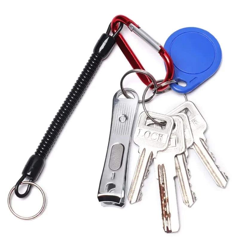 Tactical Retractable Spring Elastic Rope Retractable Coiled Tether with Carabiner Boating Fishing Retention Rope Fishing Tools