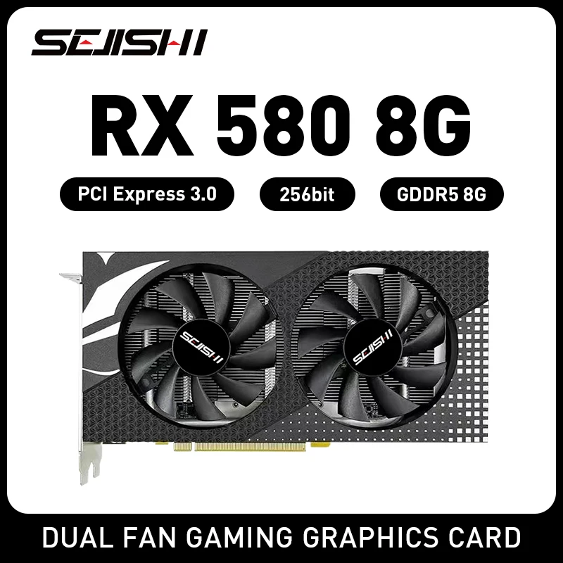VBESTLIFE Scheda Grafica per Giochi RX580, 8 GB 256 Bit GDDR5, PCI Express 3.0 X16, HDMI/DVI/DP, Doppia Ventola di Raffreddamento, Scheda Video per Computer Desktop 60 Hz 4K