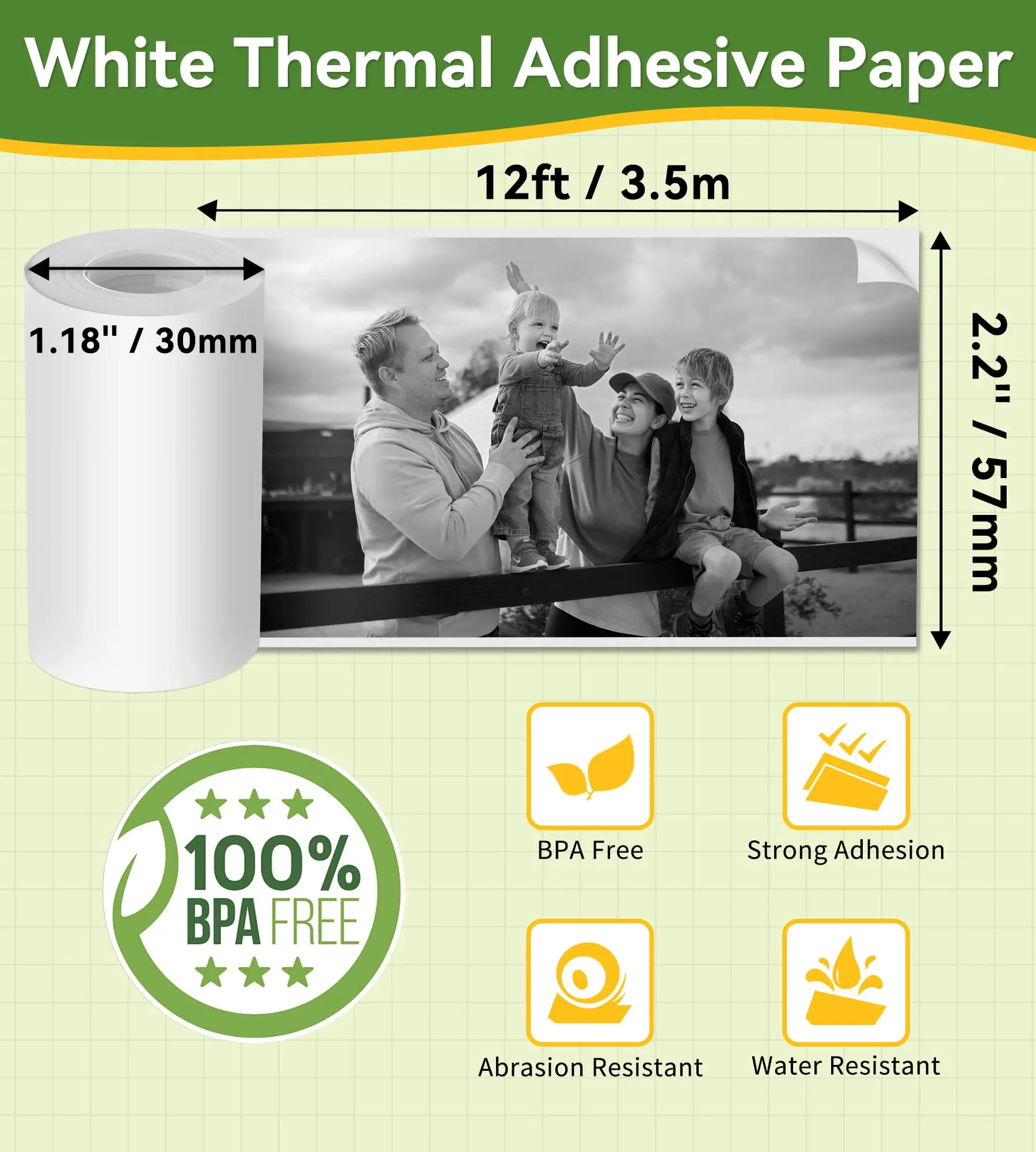 Mini Sticker Printer Photo Paper Thermal Printer Paper Self-Adhesive 6 Roll for PeriPage A6 T02 M02