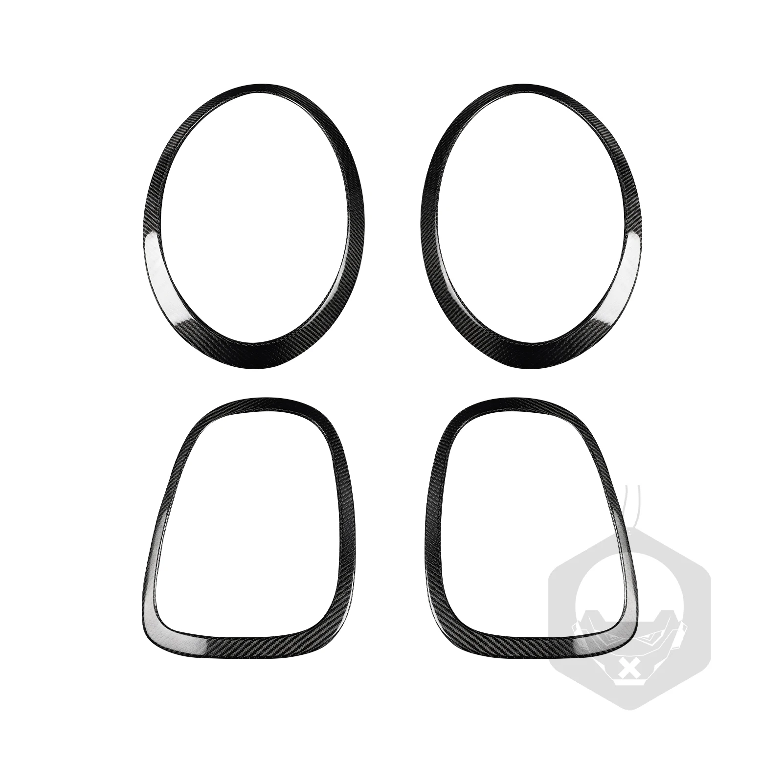 For BMW Mini F55 2015+ F56 2014+ F57 2016+ Front Rear Headlight Frames 4 Pieces Set Real Carbon Fiber Car Exterior Accessories