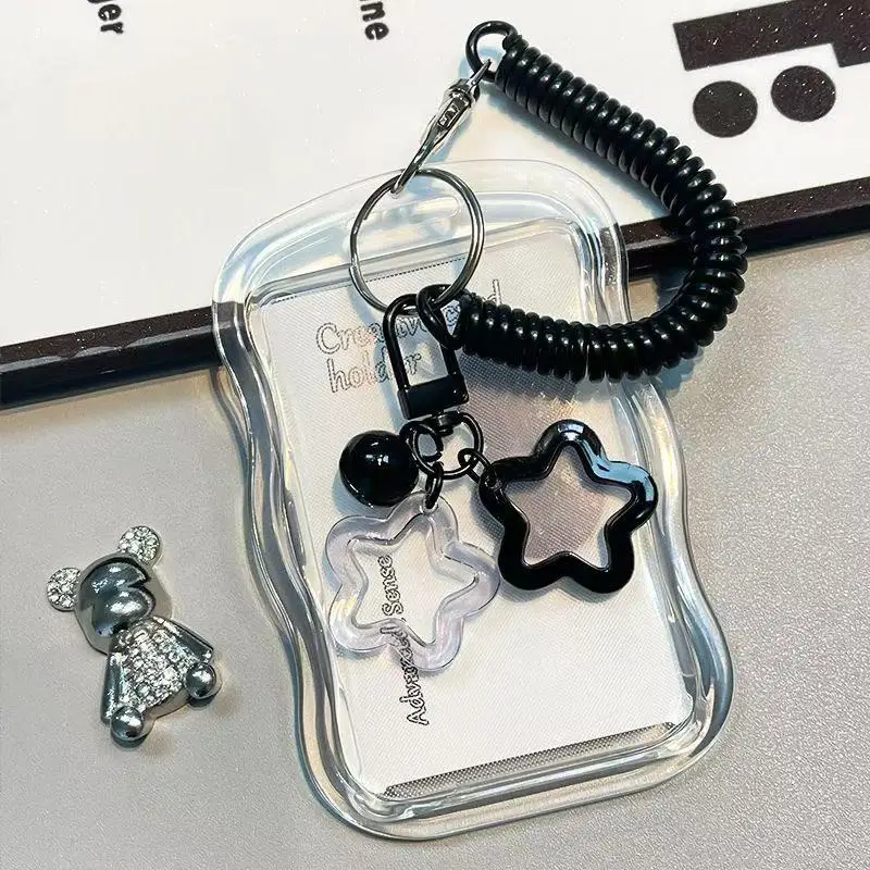 Clear Transparent ID and Card Holder with Star Design Protection