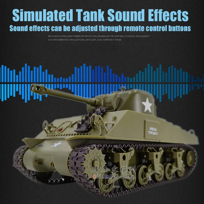 Henglong 1:30 Simulation Remote Control Tank American M26 Panxing/m4a3 Sherman Wireless Battle Tank Parent Child Interactive Toy 3