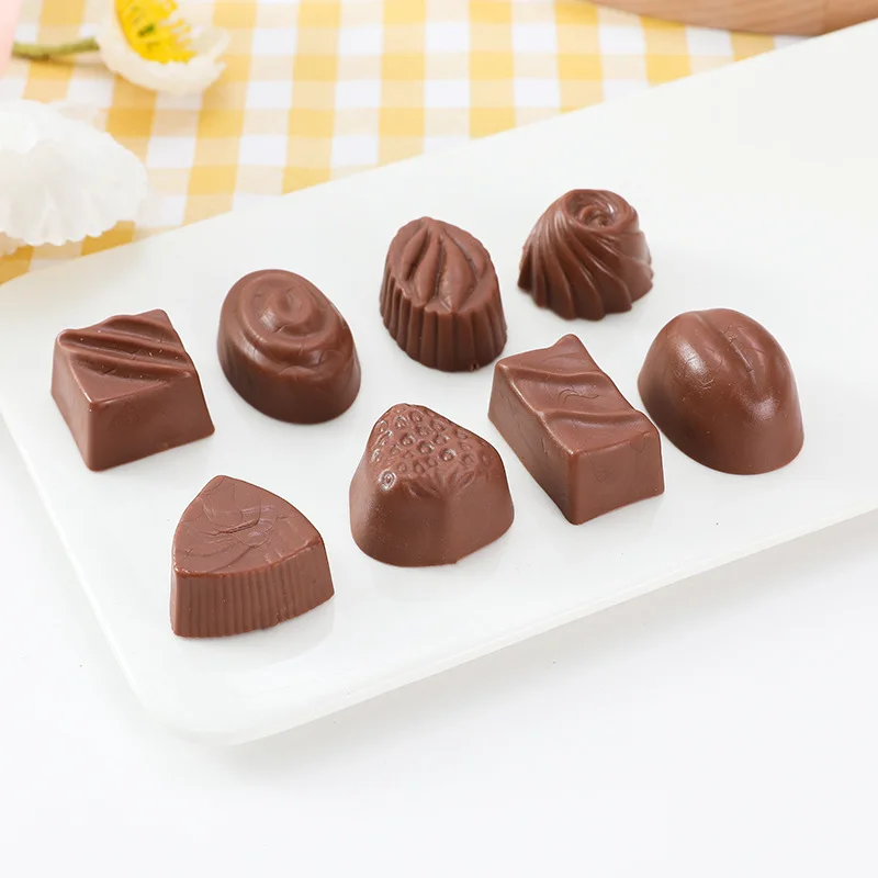 8pc/set Simulated Pure Black Chocolate Hazelnut White Brown Rum Flavor Dessert Shop Bakery Coffee Shop Display Fake Food food model food photography props