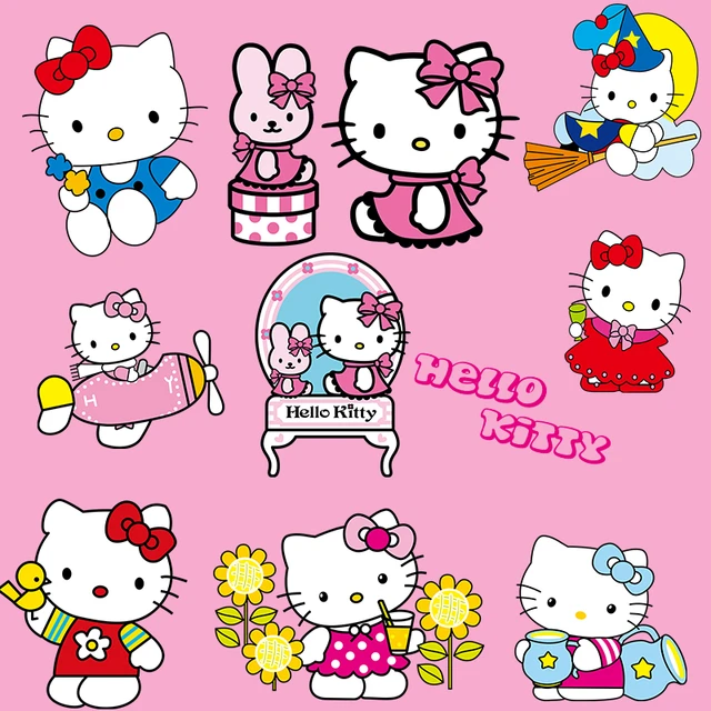 Hello Kitty Anime Patches for Clothing Girls Heat Transfer