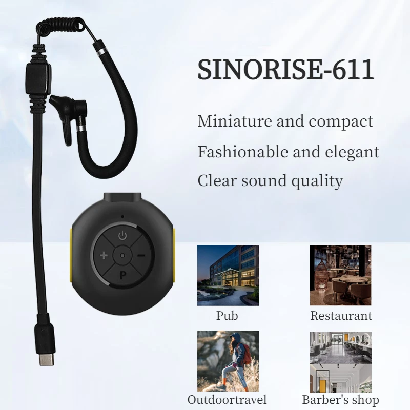 Two Way Radio Sinorise SR-611 Ear-hook Mini Wireless Walkie Talkie Small Earphone Miniature Ear-hung for Bar Hotel Beauty Salon 2