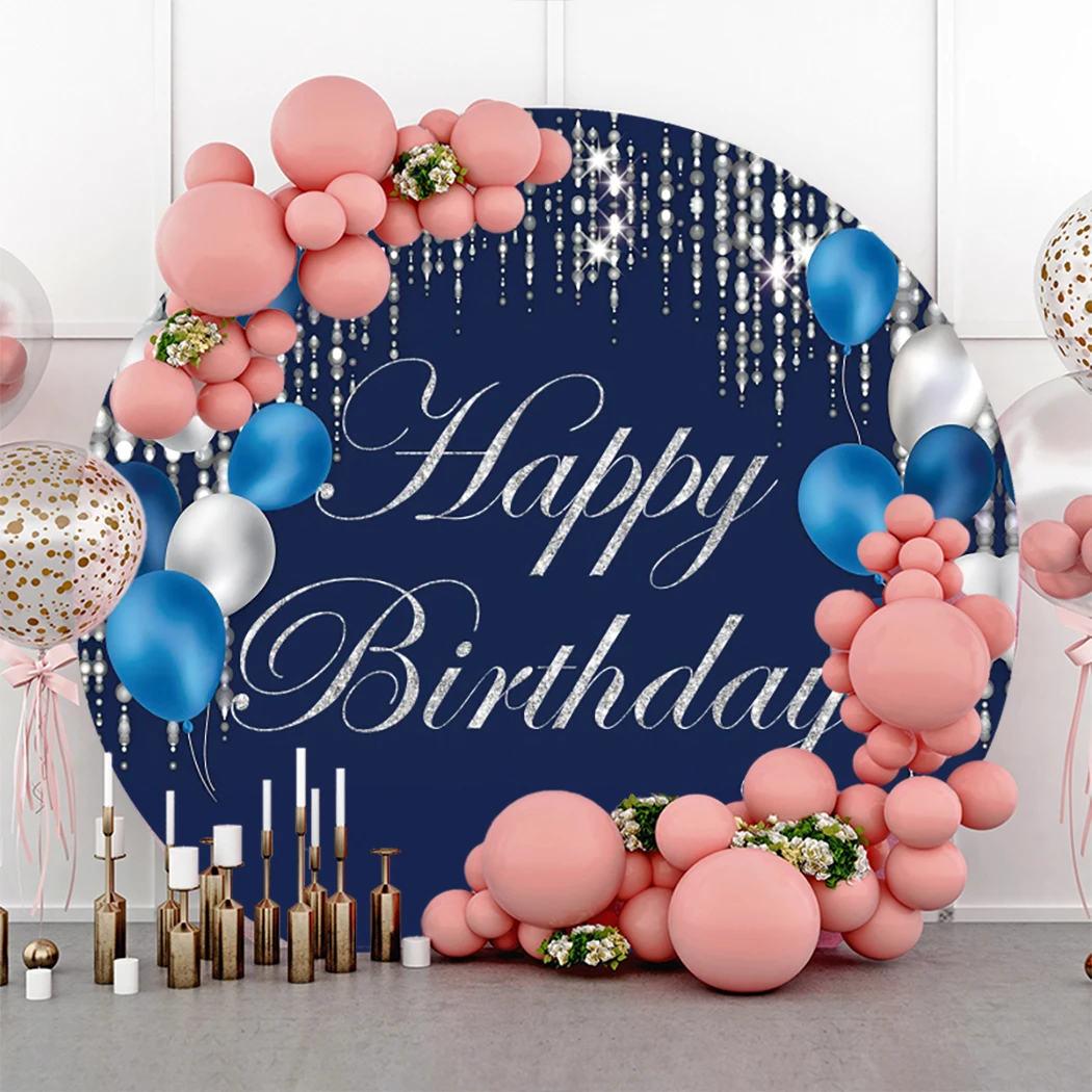 성인 생일 축하 라운드 배경 커버 화이트 골드 반짝이 풍선 서클 사진 배경 베이비 샤워 키즈 사진 스튜디오