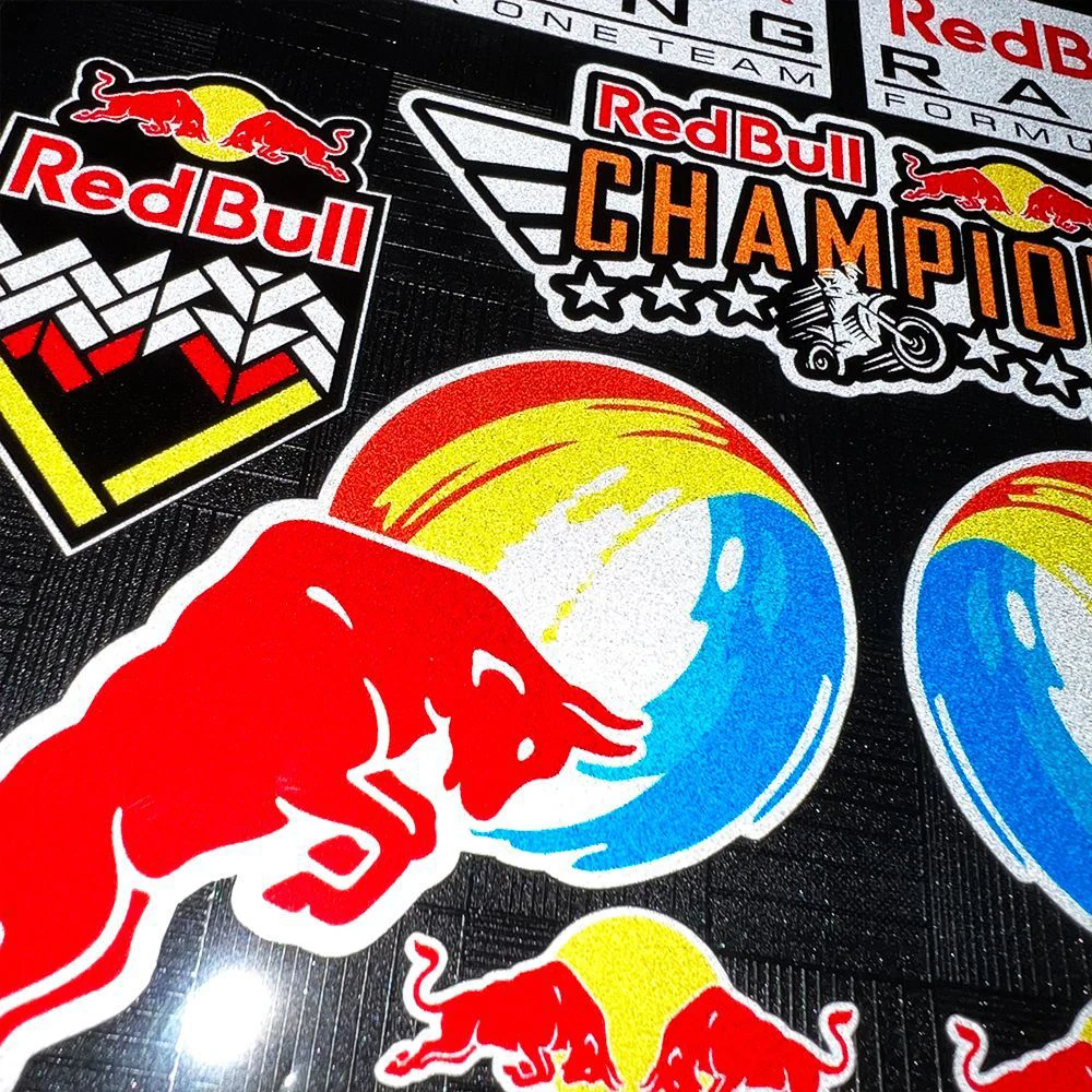 Motorcycle Stickers Motorcycle Red Bull Sticker Car Motorcycle Body Fuel Tank Helmet Decal Reflective Waterproof Decoration