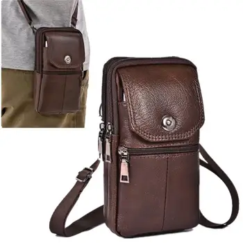 Borsa a tracolla da uomo 2026 in pelle bovina, pochette per cellulare, portafoglio da uomo, piccola borsa da viaggio a marsupio, borsa a petto multi-tasche da uomo