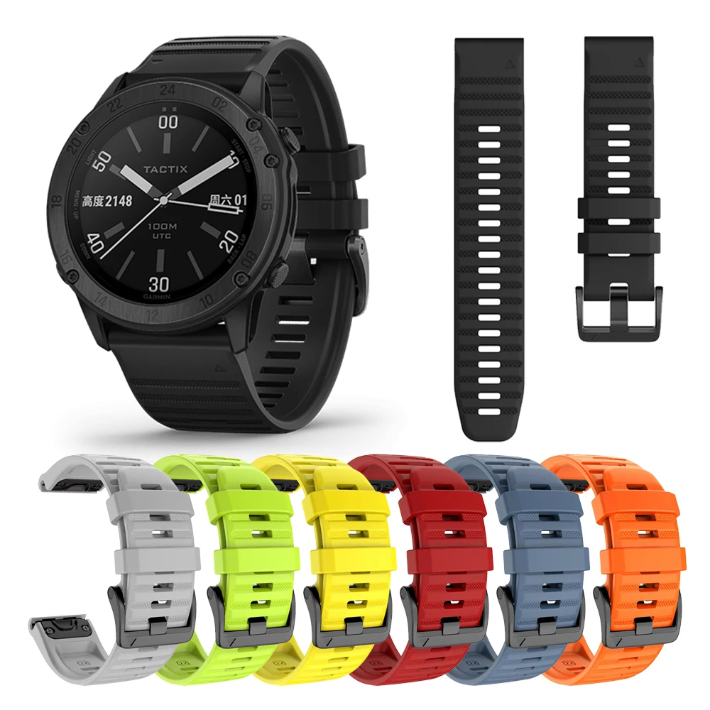 

26mm QuickFit Silicone Band For Garmin Tactix Delta Wrist Strap Correa ремешок Fenix 6X 5X Plus 3 Replace Watchband Accessories