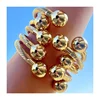 FUQI Original Designer 18K Gold Plated Copper Charm Ball Cuff Bangles for Women Bracelet Stackable Punk Fashion Jewelry Gift 1