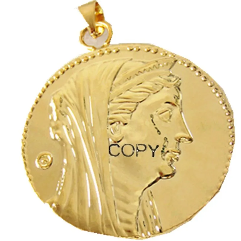 

P(07)Coin Pendant Greek Oktodrachme Agypten Ptolemaios II 283-246 Gold Plated Fashion Jewelry(diameter:28mm)