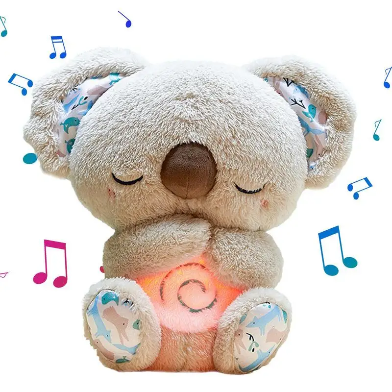 Animal Doll with Sensory Music Lights  Soothing Koala Bear Rhythmic  Breathing Soother  kids girls Sleep Companion Bear Toy shark truck car toys with led music ocean animals toys shark truck toys trucks shark cars sea animal toys for kids