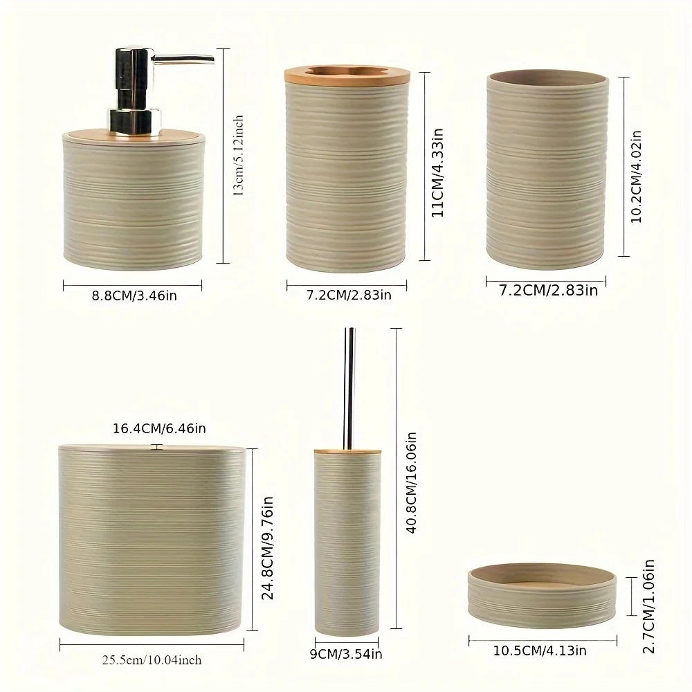 6 Piece Wave Design Bathroom Accessory Set For Modern Countertops_voghion.com