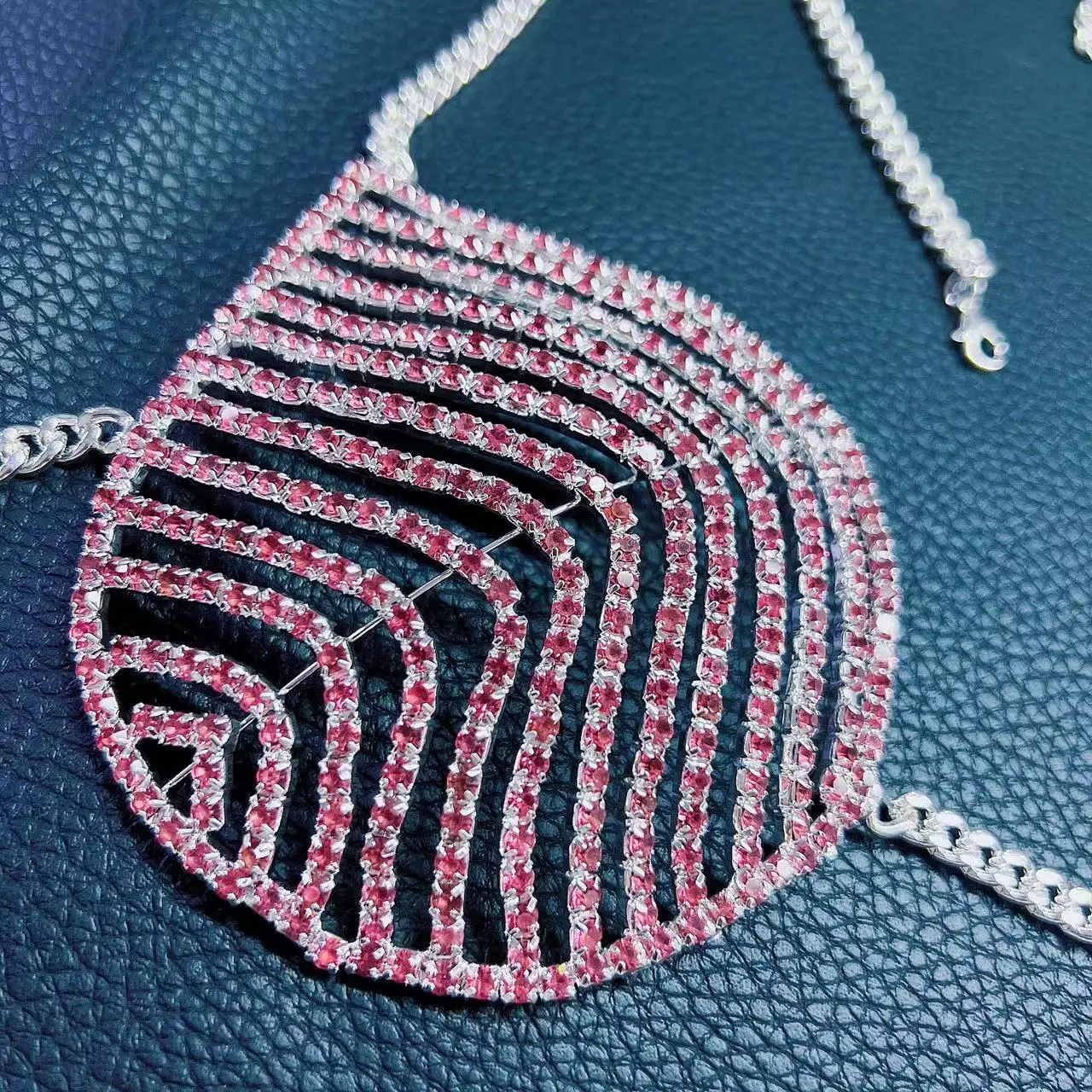 2022 fashion luxury Pink Rhinestone bra chain women's sexy underwear crystal bra layered corset nightclub tight sling underwear