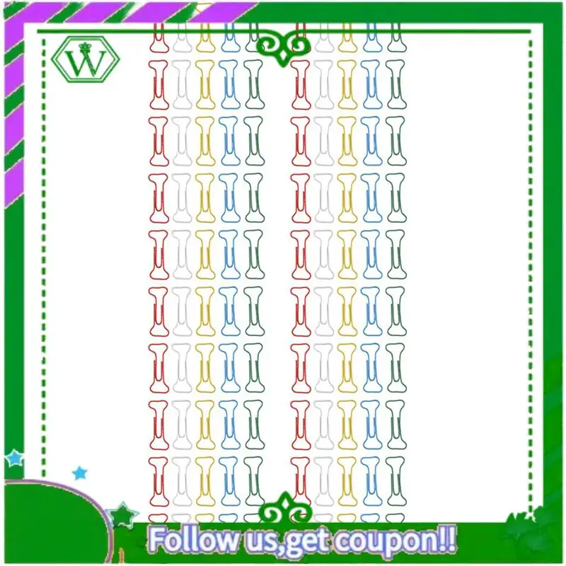 신뢰할 수 있는 100개 뼈 모양 여러 가지 빛깔의 금속 종이 클립