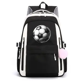 Zaino alla moda con stampa pallone da calcio per studenti universitari, zaino da viaggio per esterni, zaino per laptop da donna e uomo, borse casual per la scuola per adolescenti