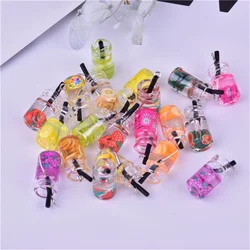 Colorful Fruit Milk Tea Bottle Charms for Handmade Jewelry and Crafts - Set of 20 (Color 1)
