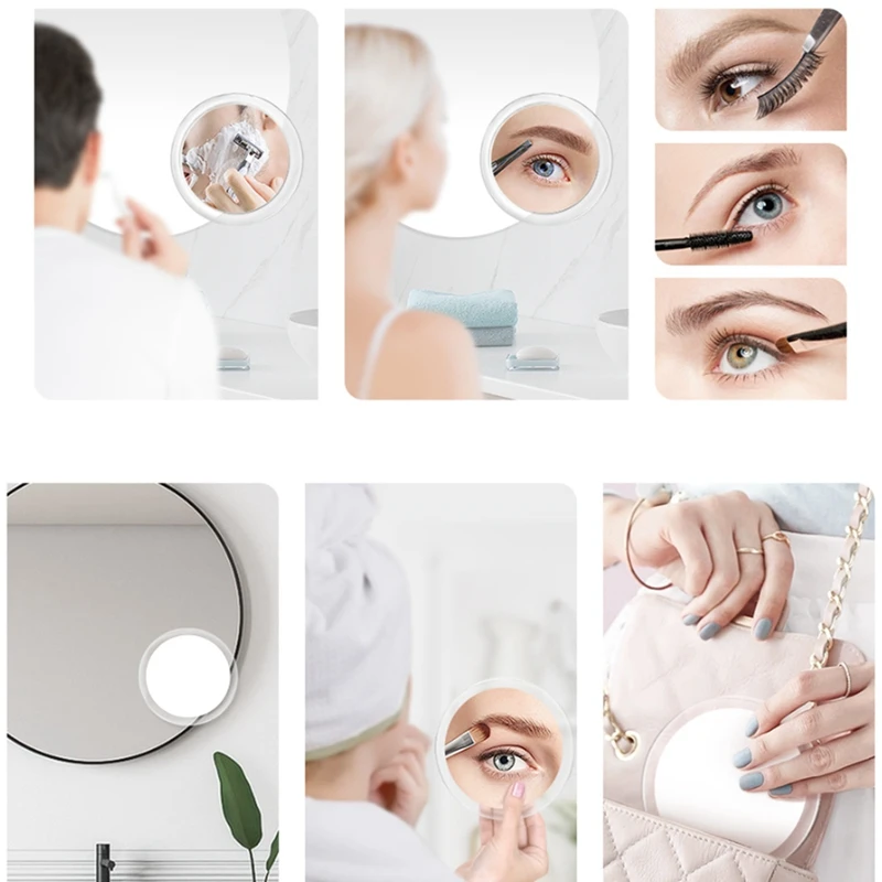 1 PCS 10X Magnifying Mirror With Light Makeup Mirror With Lights White ABS For Bathroom, Bedroom, Hotel 4