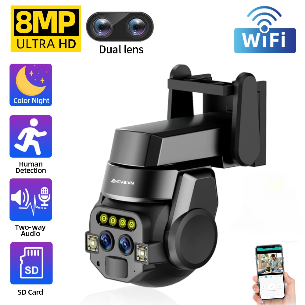 

Wifi PTZ IP Camera 8MP 4K Dual Lens 10x Digital Zoom 4MP 2K Outdoor Surveillance Security CCTV Video Camara Color Night Vision