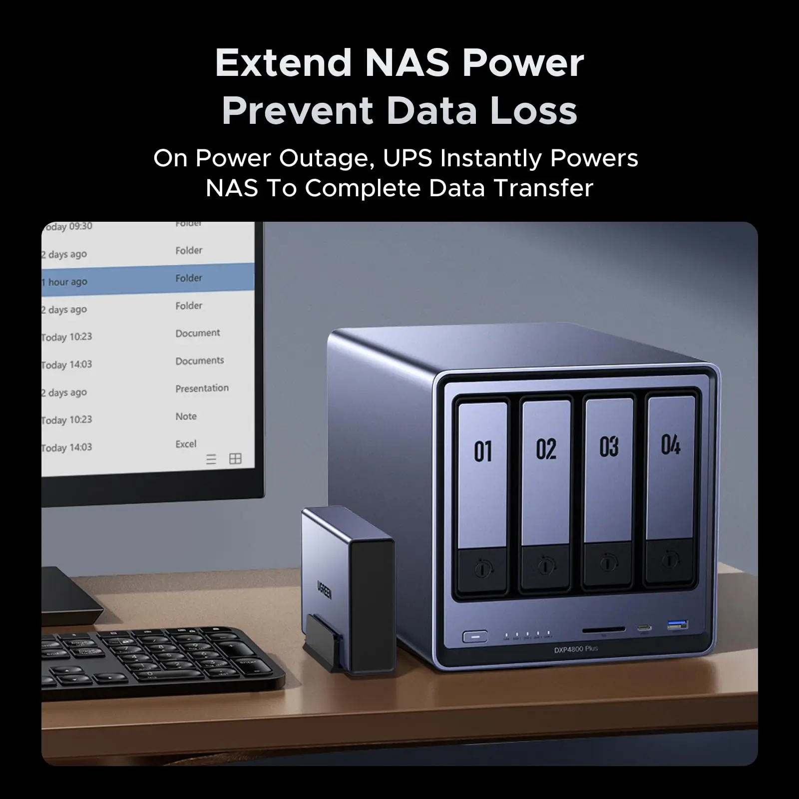 UGREEN NAS UPS, 120W DC 배터리 백업 및 서지 보호기, 12000mAh DH2300, DH4300 Plus, DXP2800, DXP4800에만 호환 가능
