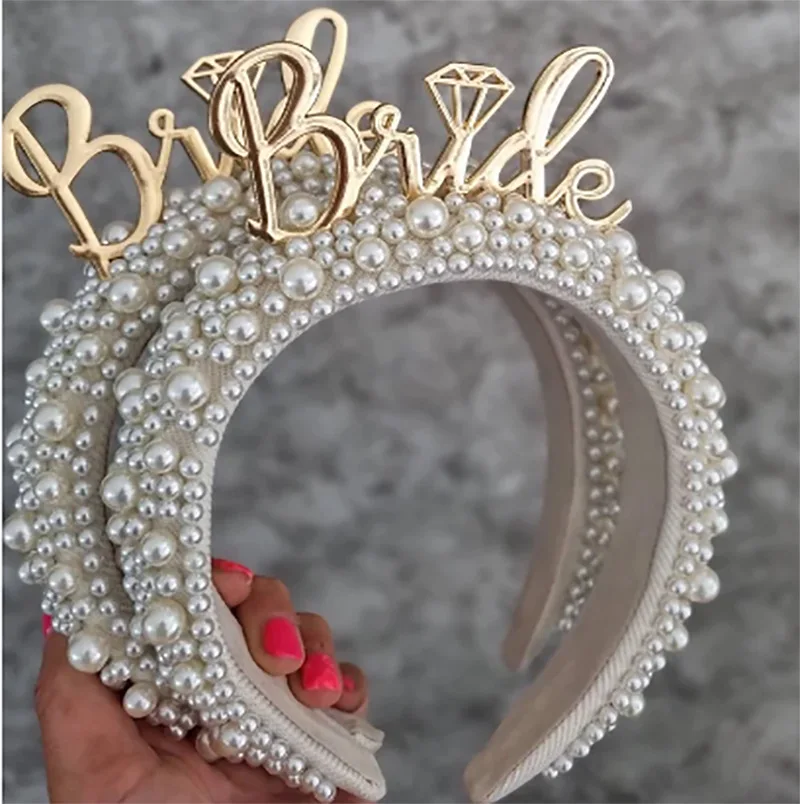 

Bride to be Pearl crown tiara veil Bach Bachelorette hen Party Bridal Shower wedding engagement rehearsal dinner Decoration Gift