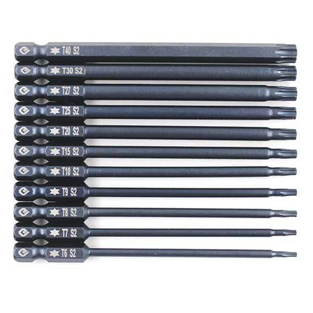 

10pcs 100mm T7-T40 Magnetic Torx Screwdriver Bits Set 1/4Inch Blue Hex Shank Bits Nutdrivers Hand Tools Workshop Equipment