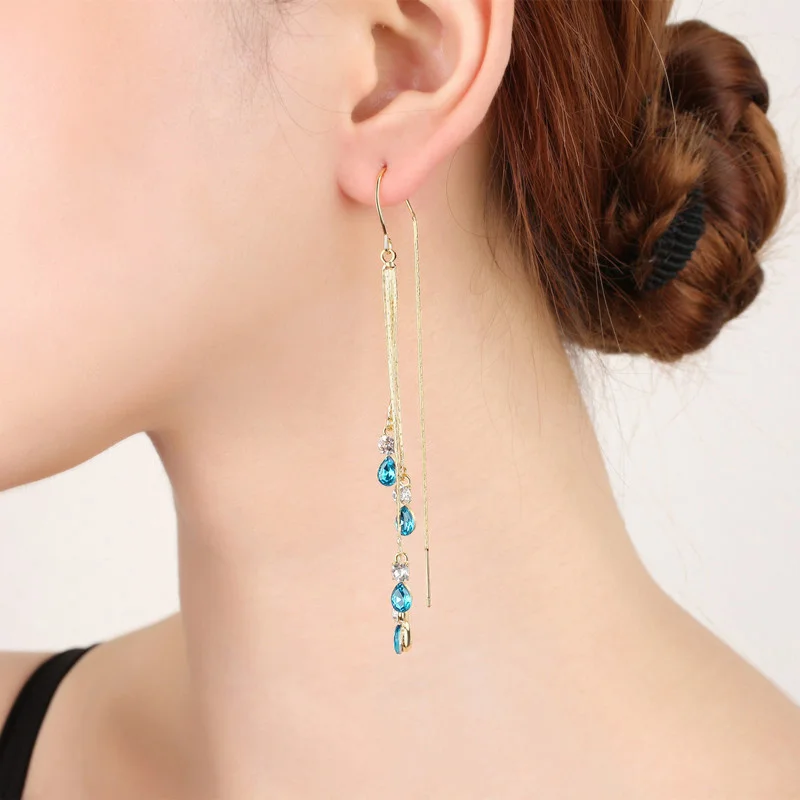 Luxury Temperament Green Zircon Drop Earrings