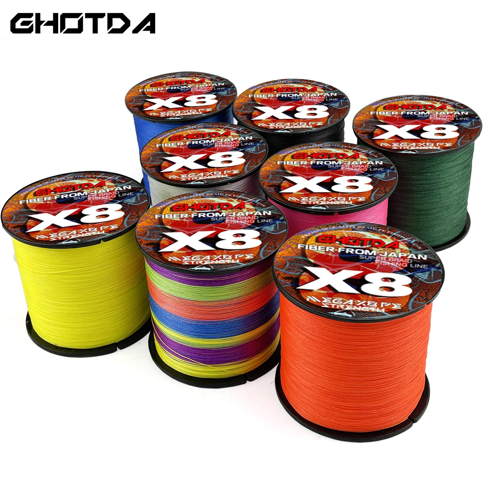 GHOTDA 8 Strands Braided PE Fishing Line 500M 1000M Fly Wire Multifilament Carp Wire X8 Japan Multicolor Sea Line Super Strong 4