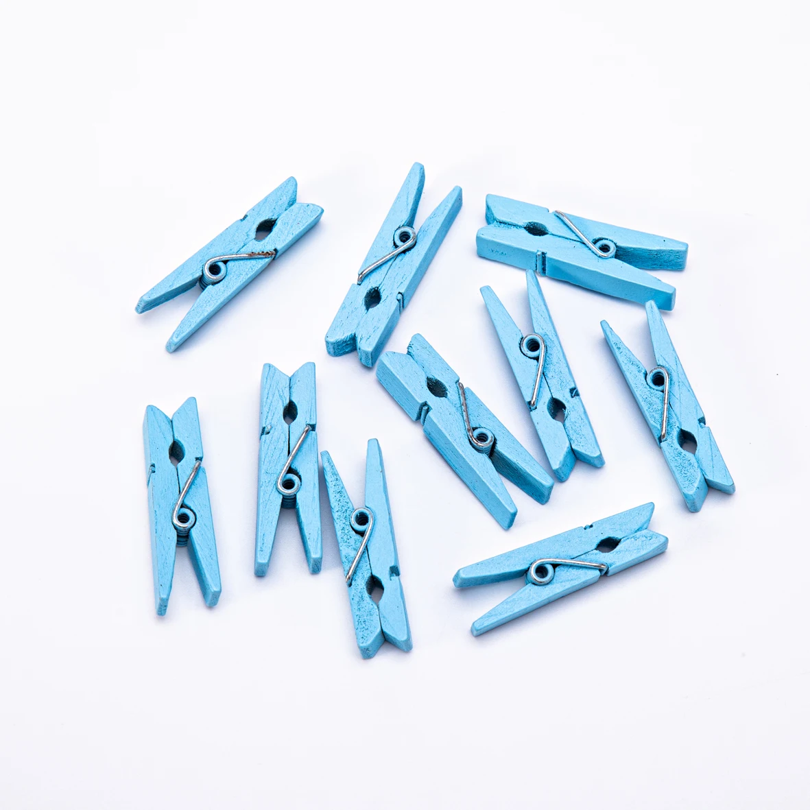 100pcs Light Blue 30mm Woode Pegs Clothes Pins Clips Clothespins Baby