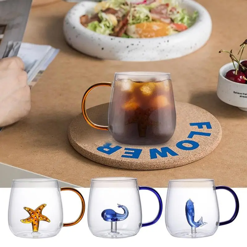 

Transparent 3D Coffee Mug Creative Cute Figurine Cartoon Animal Drinking Cup Styling Space Saving Teacup for Beer Water Whiskey