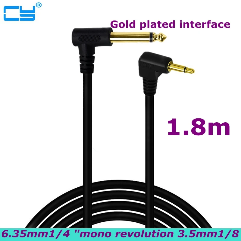 

New 1.8m Gold Plated 6.35mm1/4 "Mono Revolution 3.5mm1/8" TS 90 Degree Elbow Audio Cable For Acoustic Piano Guitar Speakers
