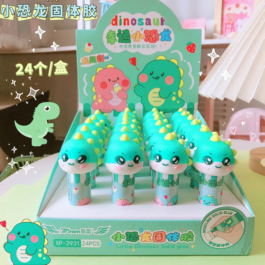 1 개 귀여운 편지지 사무 용품 Kawaii 공룡 단단한 접착제 스틱 학생을위한 강력한 접착 펜 모양 접착제 스틱