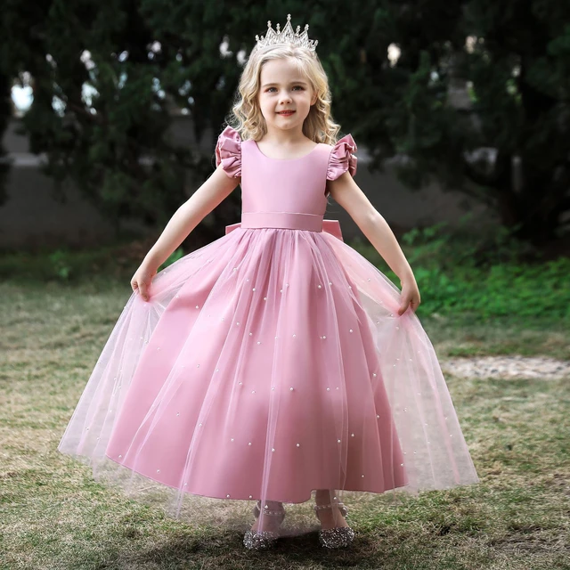 Robe princesse pour filles de 4-14 ans, longue tenue de cérémonie