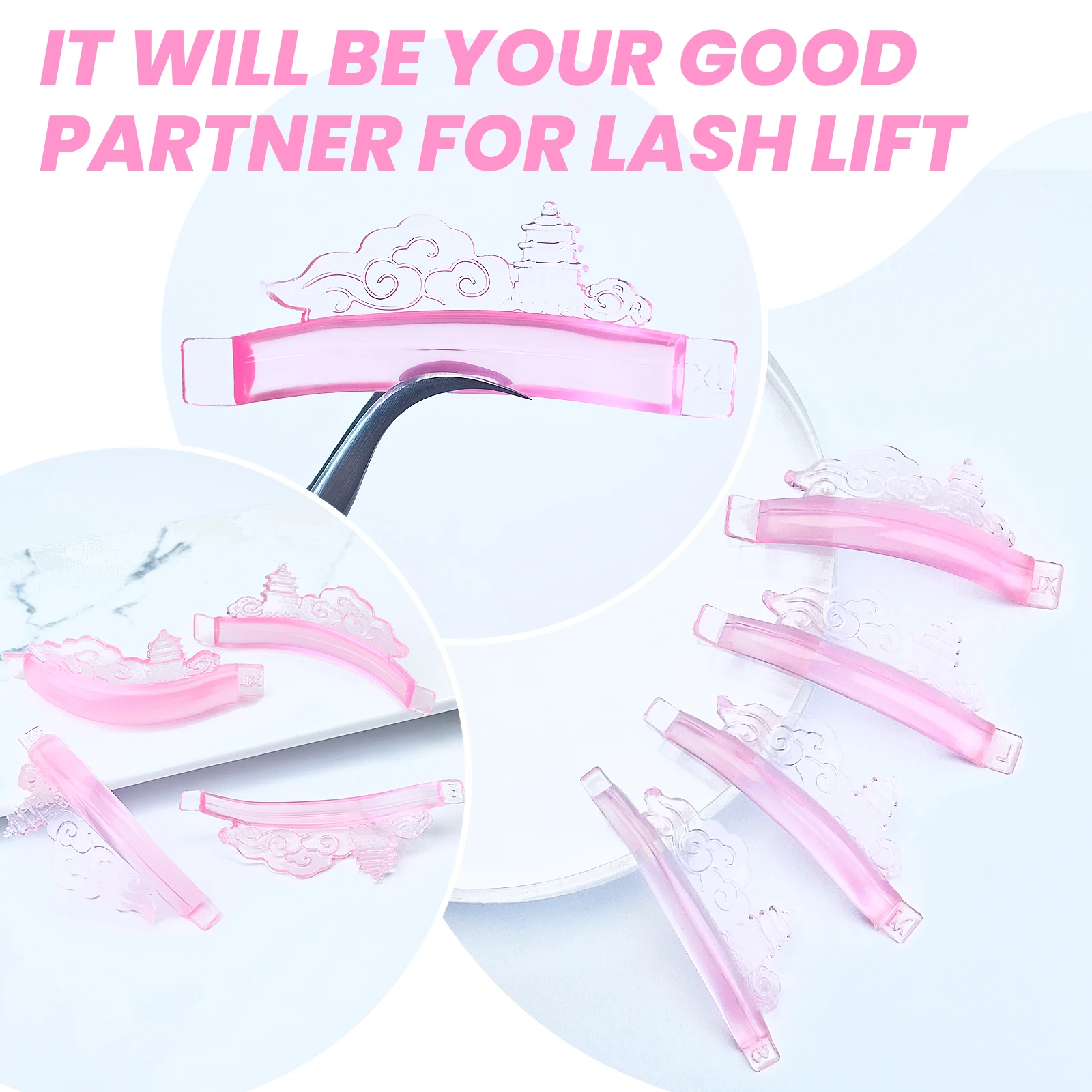 리뷰티 4쌍 C컬 실리콘 속눈썹 펌 패드 스티키 래쉬 로드 쉴드 리프팅 3D 속눈썹 컬러 액세서리 메이크업 도구