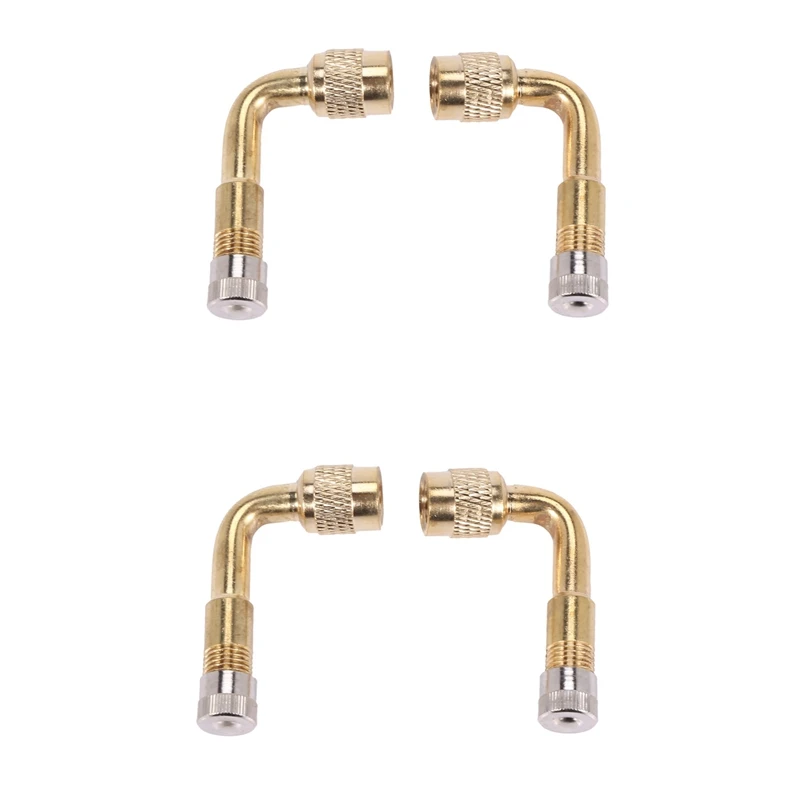 

4Pcs Valve Extension Valve Extension Adapter Tire 90 Degree Bent Metal Angle For Bicycle Motorcycle Scooter