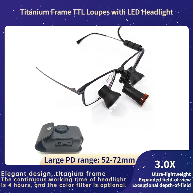 Dentist 2.5x TTL Expanded-Field Loupes & Ultra-Mini Headlight Package