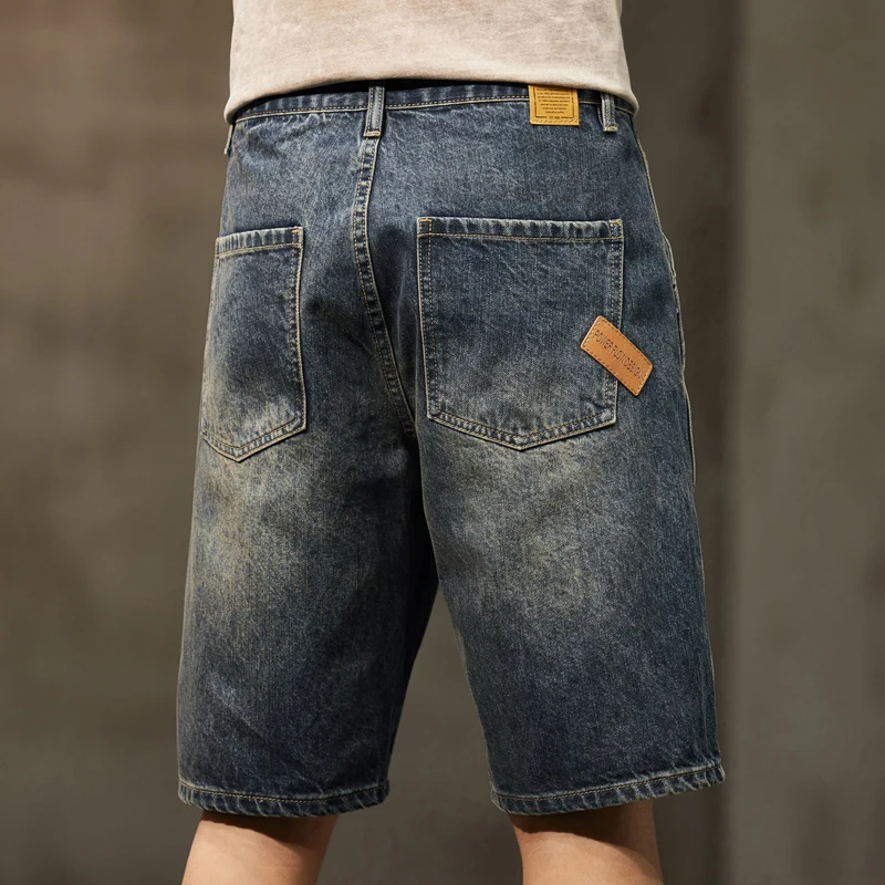 Men Summer Short Jeans Denim Shorts Loose Fit Wide Leg Baggy Jeans Knee Length Pants Casaul Large Size Oversized 42 Men's Shorts 4